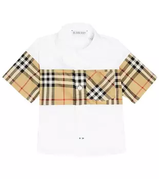Рубашка из поплина в клетку baby burberry Burberry Kids, мультиколор