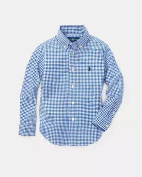 Рубашка из поплина в клетку для мальчика Polo Ralph Lauren, синий