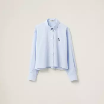 Рубашка из поплина в клетку Gingham Miu Miu, белый