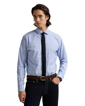 Рубашка из поплина в клетку классического кроя Polo Ralph Lauren, синий