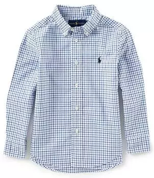 Рубашка из поплина в клетку с длинными рукавами Polo Ralph Lauren Little Boys 2T-7, синий