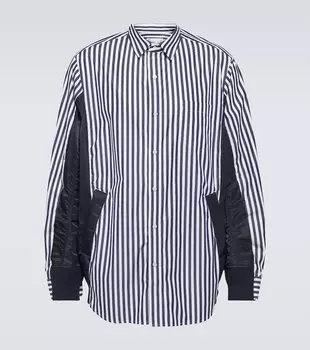 Рубашка из поплина в полоску Sacai, синий