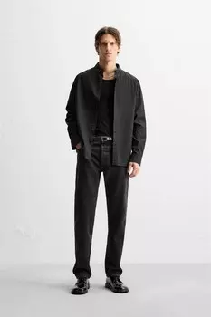 Рубашка из поплина ZARA, черный