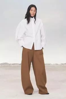 Рубашка из поплина ZARA, цвет oyster/white