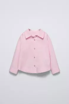 Рубашка из поплина ZARA, светло-розовый