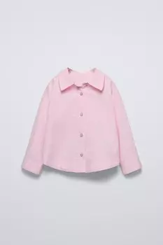 Рубашка из поплина ZARA, светло-розовый