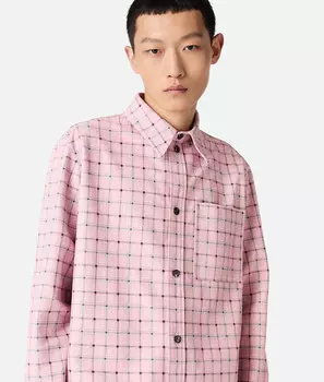Рубашка из принтованной кожи Bottega Veneta, бледно-розовый/серый