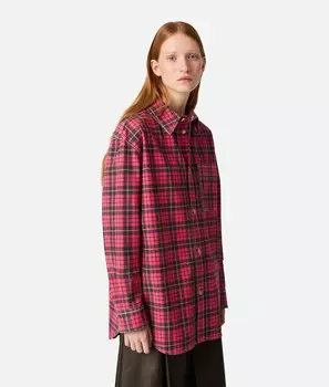 Рубашка из принтованной кожи Bottega Veneta, красный/черный