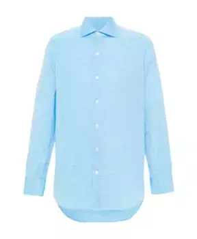 Рубашка из прозрачного хлопка и льна Finamore, синий