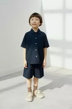 Рубашка из прозрачной ткани ZARA, темно-синий