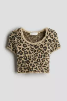 Рубашка из пушистого трикотажа H&M, бежевый