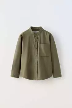 Рубашка из саржи ZARA, хаки