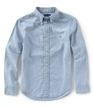 Рубашка из шамбре с длинными рукавами для мальчиков Polo Ralph Lauren Big Boys 8–20, синий