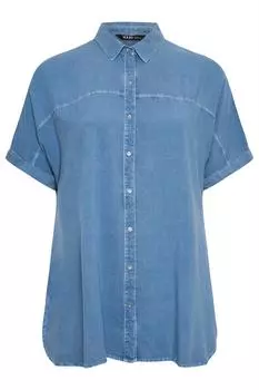 Рубашка из шамбре с коротким рукавом Yours, синий