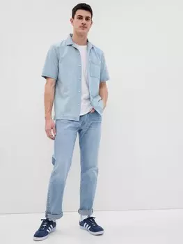 Рубашка из шамбре с короткими рукавами Gap, синий