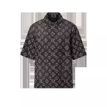 Рубашка из шамбре с короткими рукавами и монограммой Louis Vuitton, черный