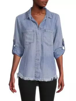 Рубашка из шамбре с манжетами с вкладками Renee C., цвет Denim