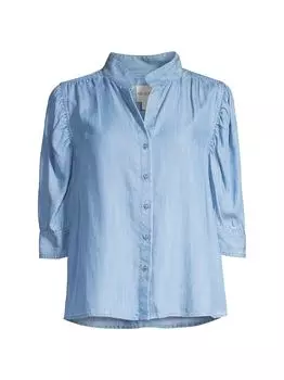 Рубашка из шамбре с рукавами до локтя NIC+ZOE, синий