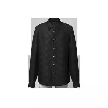 Рубашка из шелка с длинными рукавами Jacquard Damier Louis Vuitton, черный