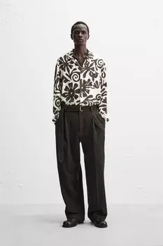 Рубашка из шелка с принтом nanushka x zara ZARA, экрю/коричневый