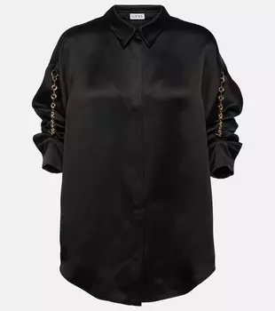 Рубашка из шелкового атласа с цепочкой Loewe, черный