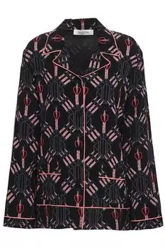 Рубашка из шелкового крепдешина с принтом VALENTINO GARAVANI, черный