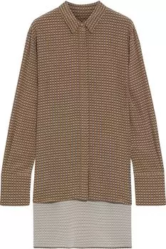 Рубашка из шелкового крепдешина с ярким принтом JOSEPH, коричневый