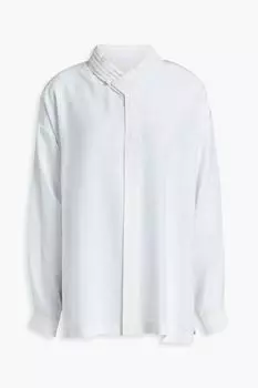 Рубашка из шелкового крепдешина с защипами ESKANDAR, слоновая кость