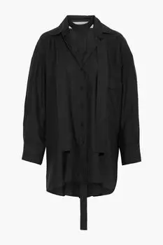 Рубашка из шелкового крепдешина с завязками на воротнике VALENTINO GARAVANI, черный