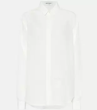 Рубашка из шелкового крепдешина SAINT LAURENT, белый