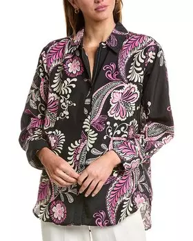 Рубашка из шелкового шёлка со швами от Johnny Was Relaxed, черный