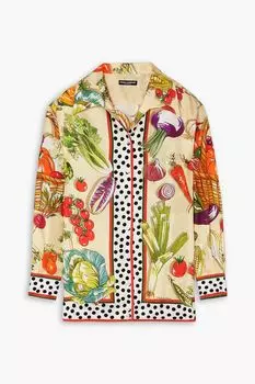 Рубашка из шелкового твила с принтом DOLCE & GABBANA, желтый