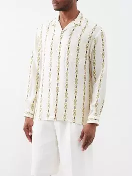 Рубашка из шелкового твила с принтом horsebit Gucci, белый