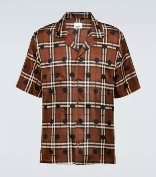 Рубашка из шелкового твила в клетку в горошек Burberry, коричневый
