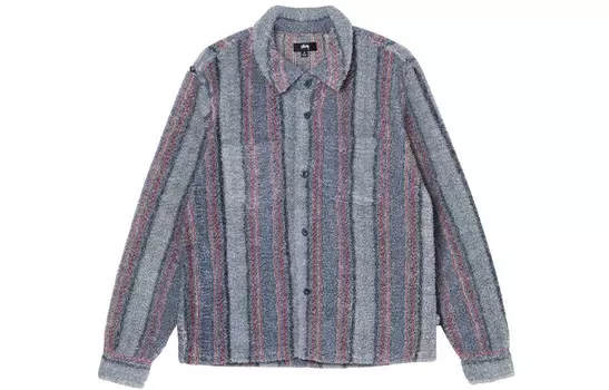 Рубашка из шерпы в полоску от Stssy Stussy, индиго