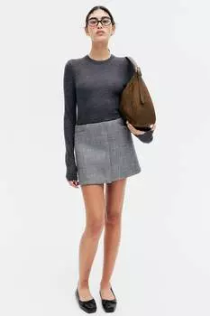 Рубашка из шерсти в рубчик H&M, серый