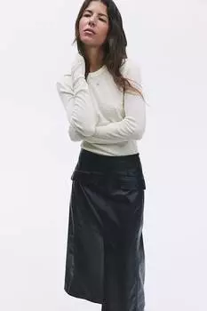 Рубашка из шерсти в рубчик H&M, бежевый