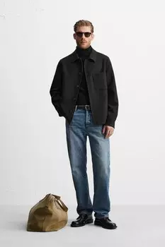 Рубашка из шерсти ZARA, мох зеленый