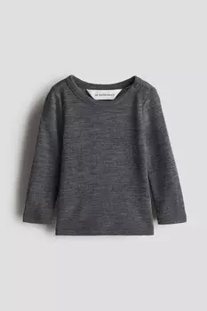 Рубашка из шерстяного трикотажа H&M, серый