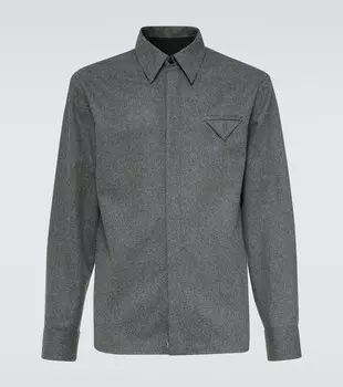 Рубашка из шерстяной фланели Bottega Veneta, серый меланж