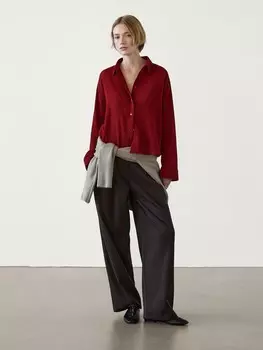 Рубашка из шерстяной смеси, струящаяся Massimo Dutti, красный