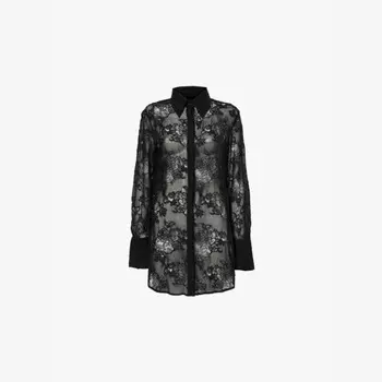 Рубашка из шифона с длинными рукавами и цветочным кружевом Song For The Mute, черный
