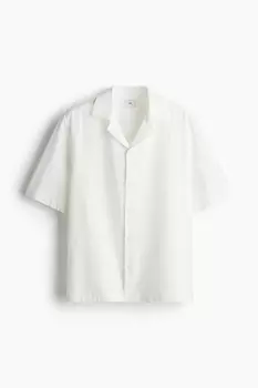 Рубашка из сирсакера из смеси хлопка. H&M, белый