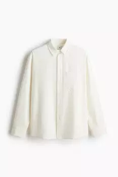 Рубашка из сирсакера из смеси хлопка. H&M, бежевый