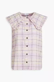 Рубашка из сирсакера в клетку в клетку GANNI, сиреневый