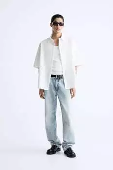 Рубашка из сирсакера ZARA, белый