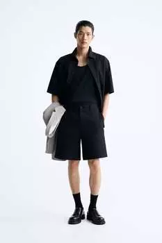 Рубашка из сирсакера ZARA, черный