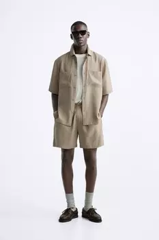Рубашка из смешанного лиоцелла ZARA, кэмел