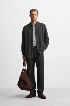Рубашка из смешанной вискозы ZARA, темно-серый