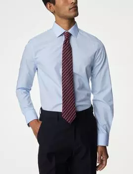 Рубашка из смеси хлопка и смесового хлопка Slim Fit Easy Iron Marks & Spencer, светло-голубой